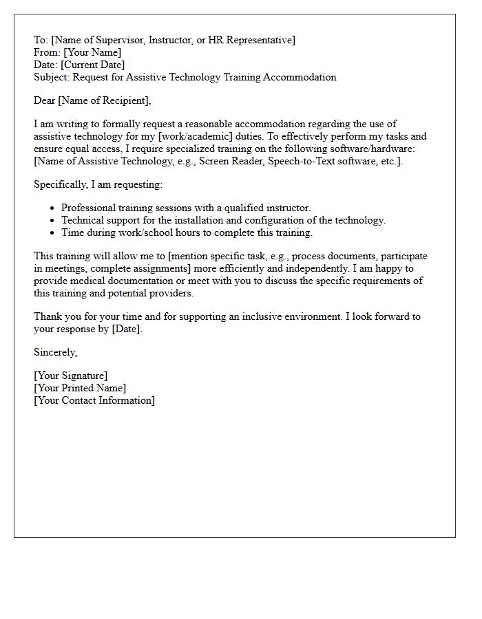 Assistive Technology Training Accommodation Letter