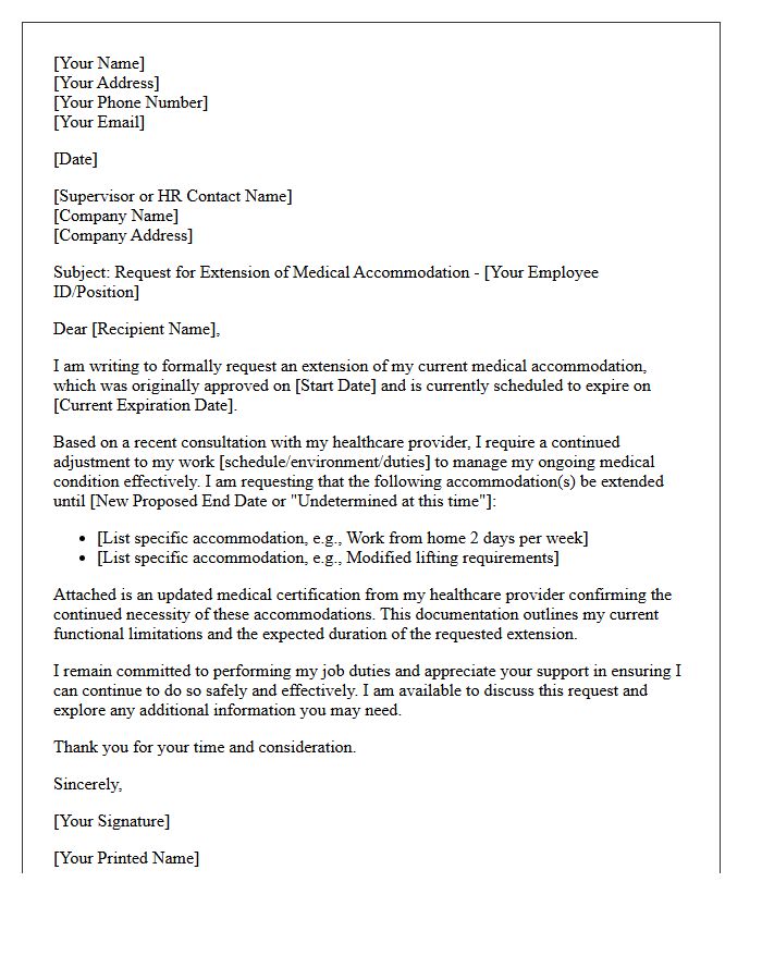 Medical Accommodation Extension Request Letter