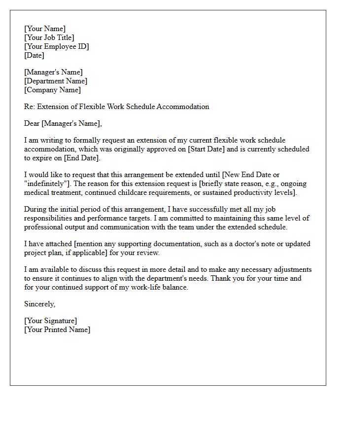 Flexible Work Schedule Accommodation Extension Request Letter