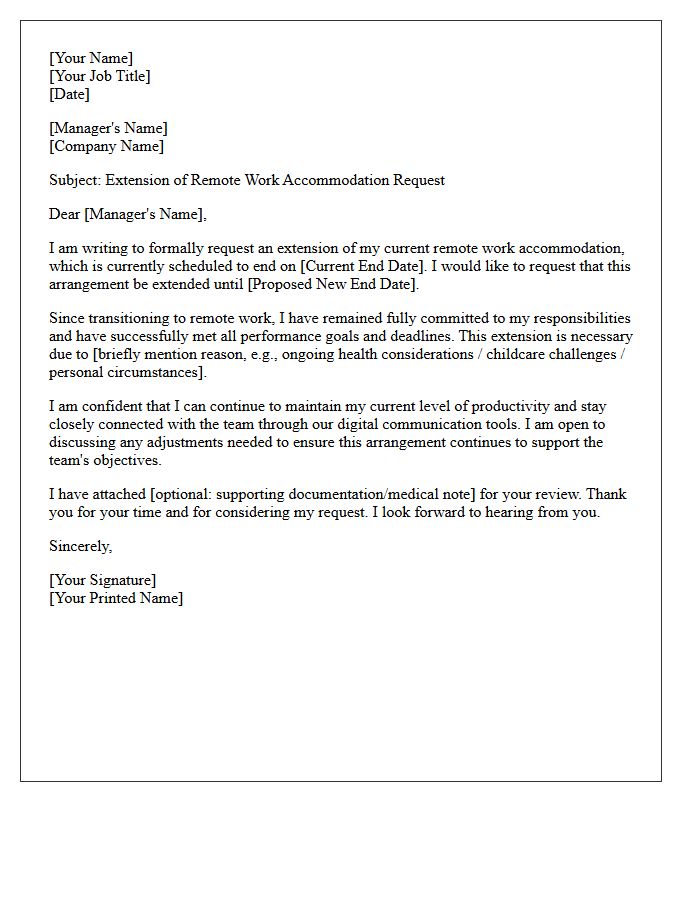 Remote Work Accommodation Extension Request Letter