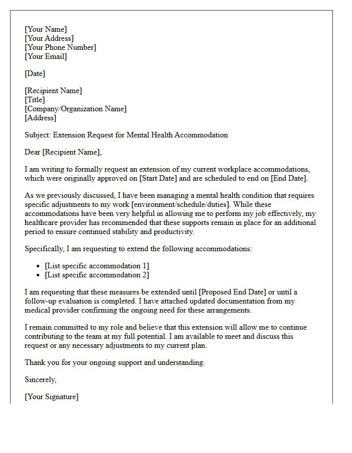 Mental Health Accommodation Extension Request Letter