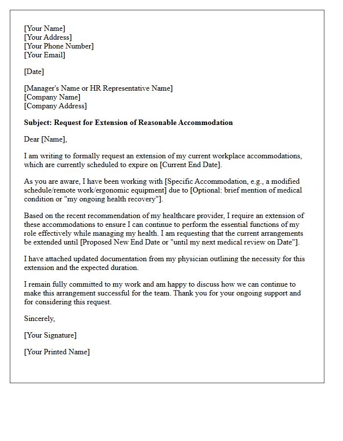 Return to Work Accommodation Extension Request Letter