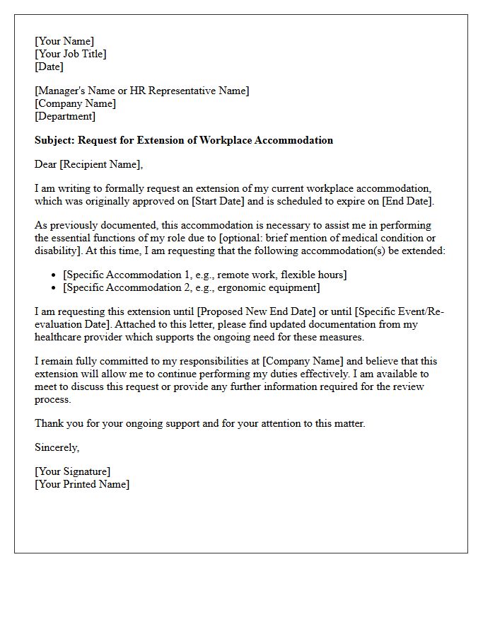 Workplace Accessibility Accommodation Extension Request Letter