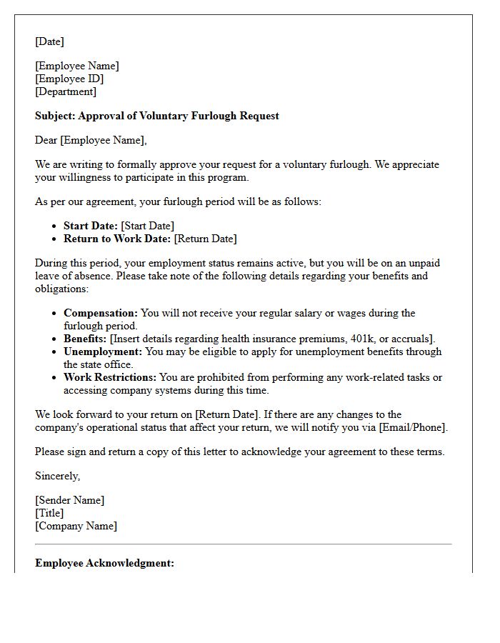 Standard Voluntary Furlough Request Approval Letter