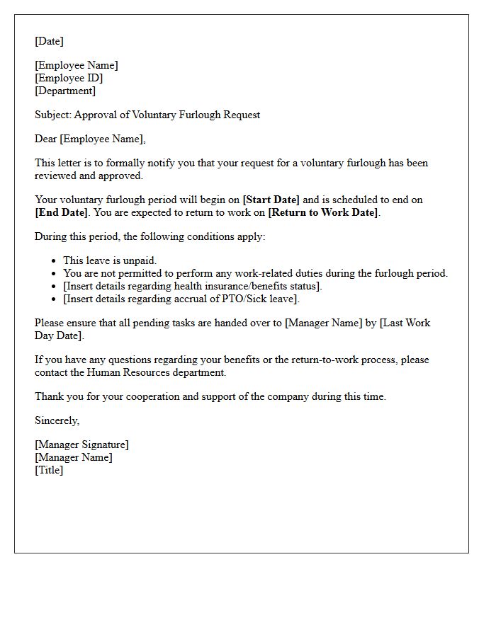 Employee Voluntary Furlough Request Approval Letter