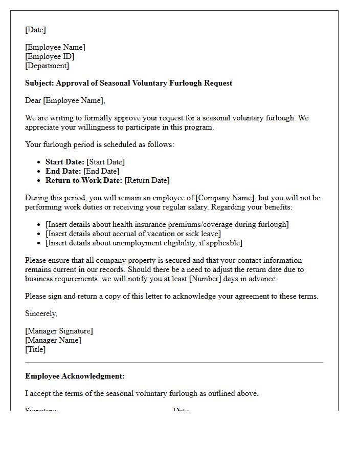 Seasonal Voluntary Furlough Request Approval Letter