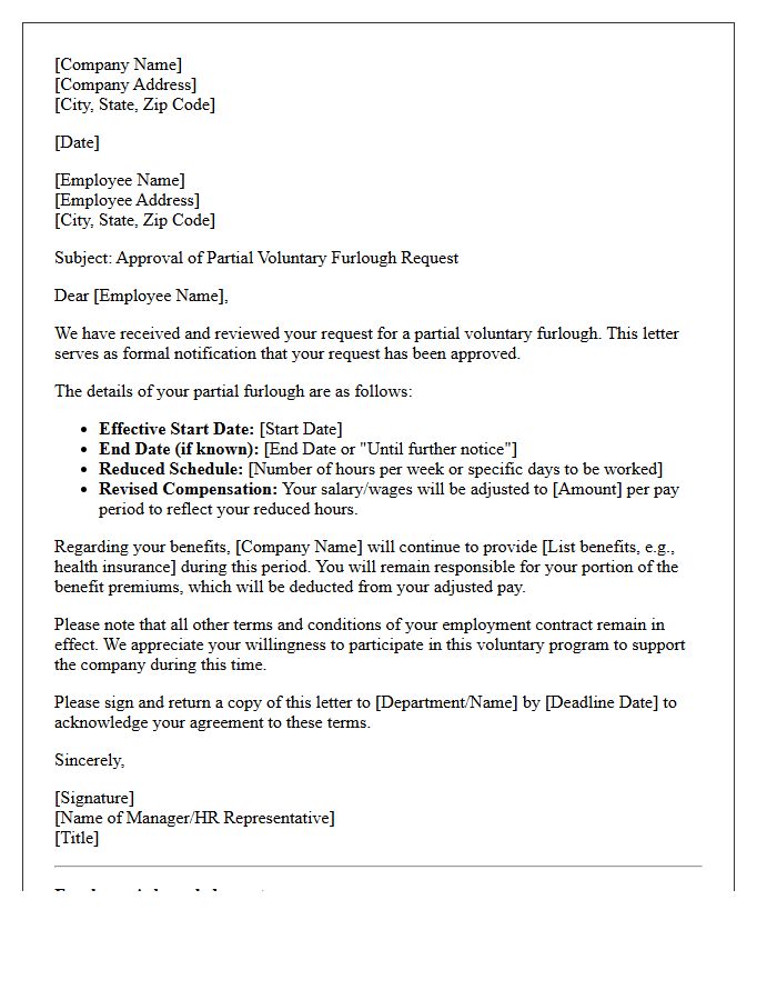 Partial Voluntary Furlough Request Approval Letter