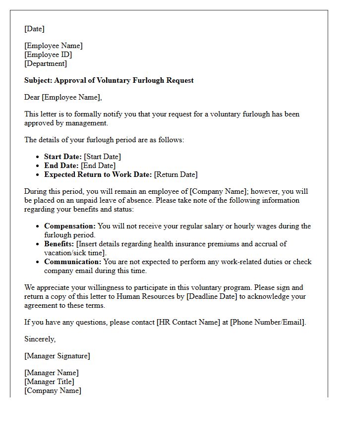 Management Voluntary Furlough Request Approval Letter