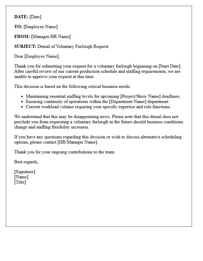 Critical Role Voluntary Furlough Request Denial Letter