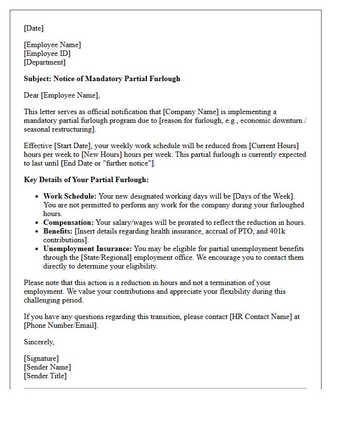 Mandatory Partial Furlough Implementation Letter