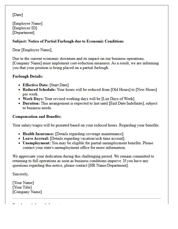 Economic Downturn Partial Furlough Notice Letter