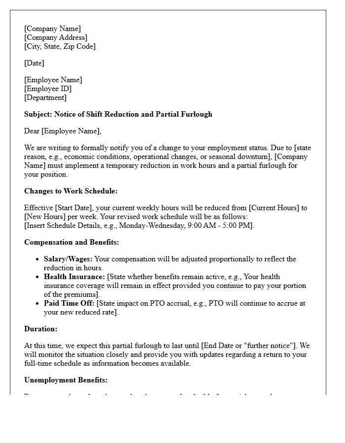 Shift Reduction and Partial Furlough Notice Letter