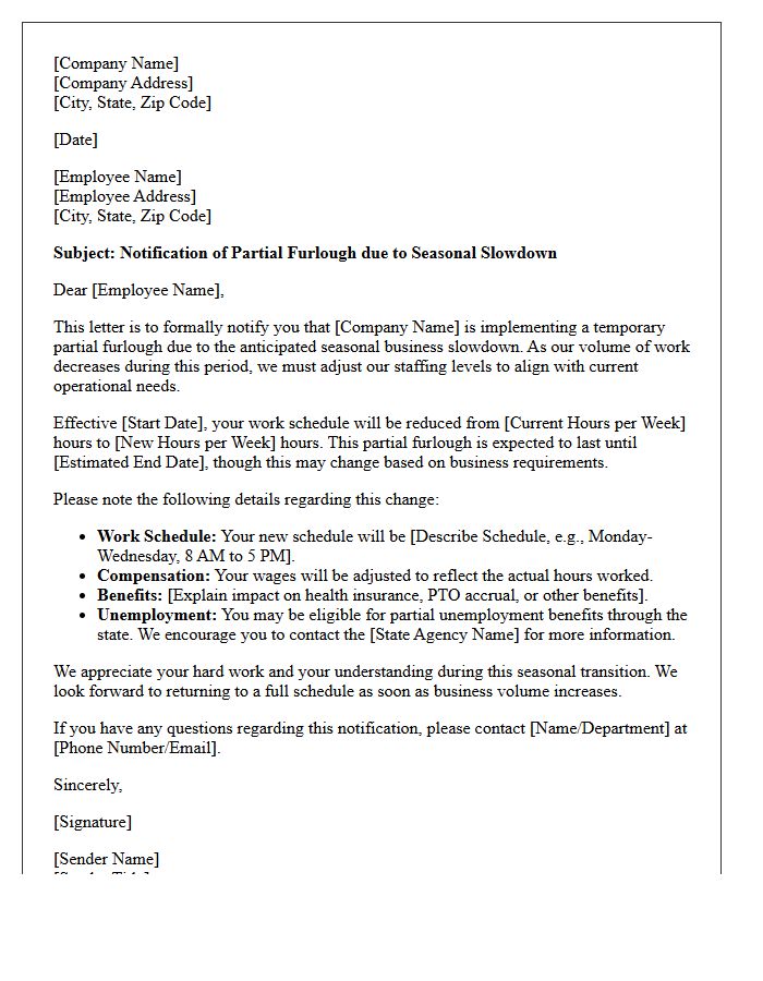Seasonal Business Slowdown Partial Furlough Letter