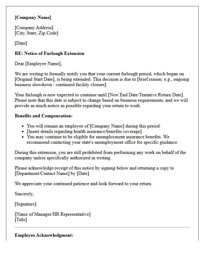 Official Furlough Extension Notice Letter