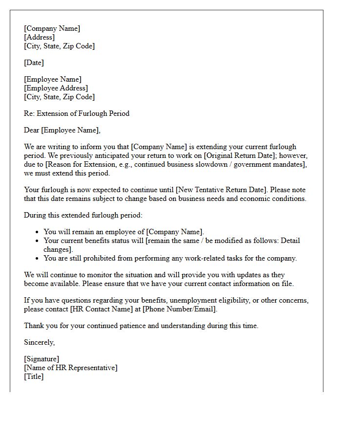 Human Resources Furlough Extension Letter