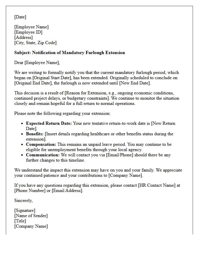 Mandatory Furlough Extension Notification Letter