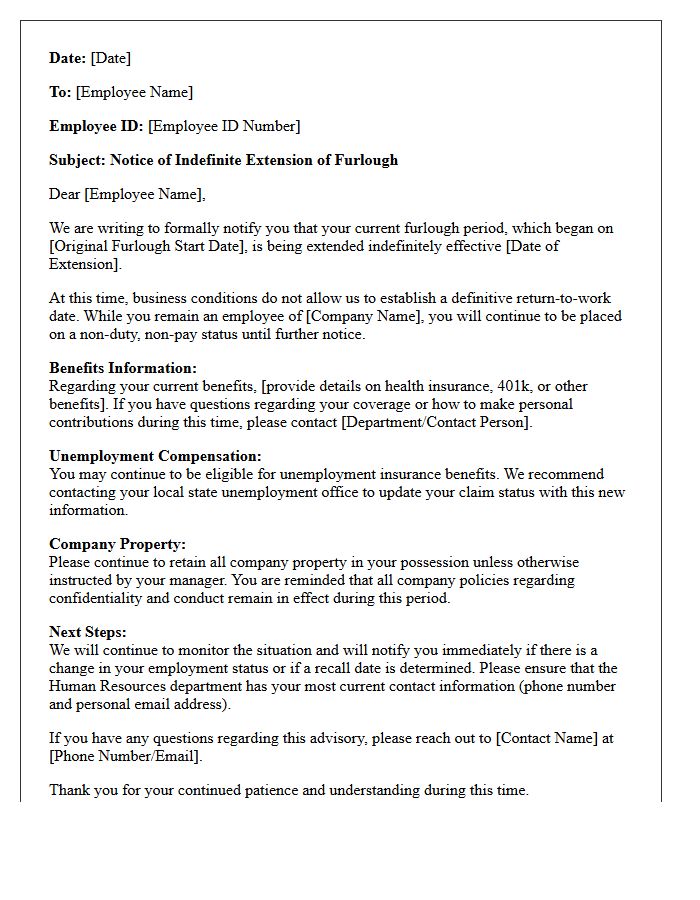 Indefinite Furlough Extension Advisory Letter