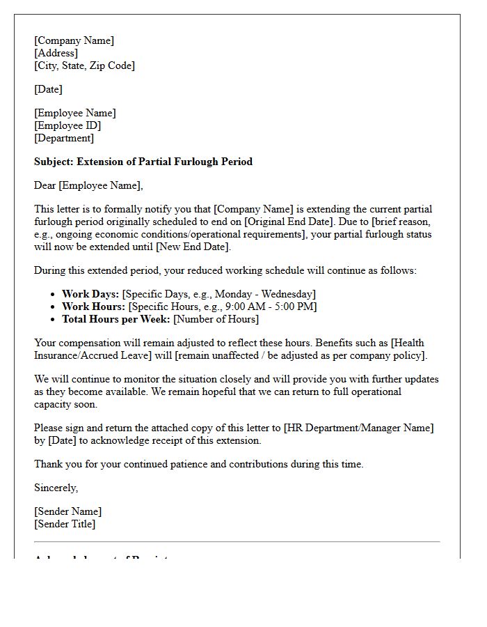 Partial Furlough Extension Update Letter