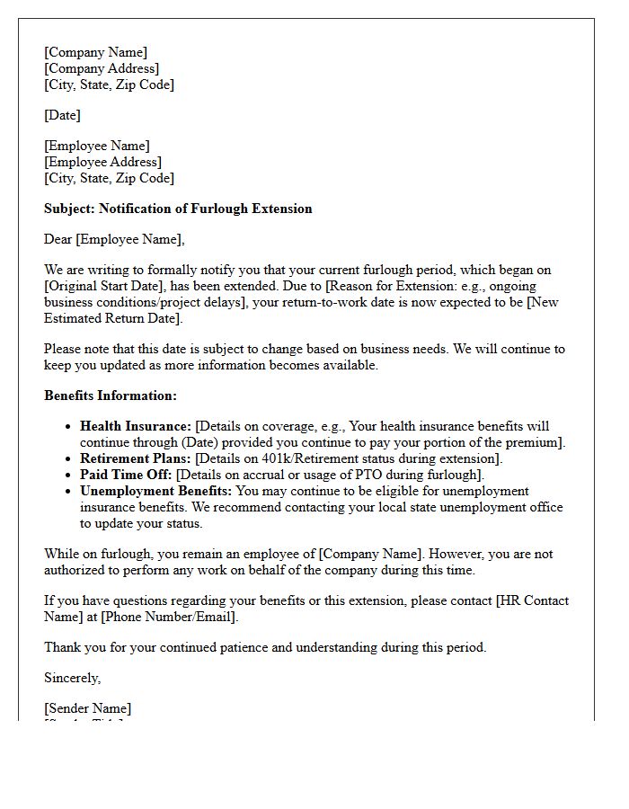 Furlough Extension and Benefits Information Letter
