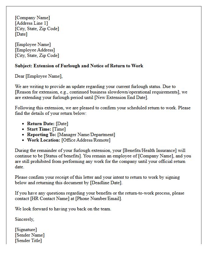 Furlough Extension and Return to Work Letter