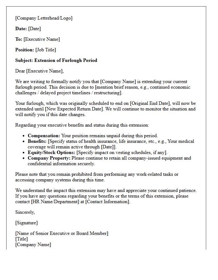 Executive Furlough Extension Announcement Letter