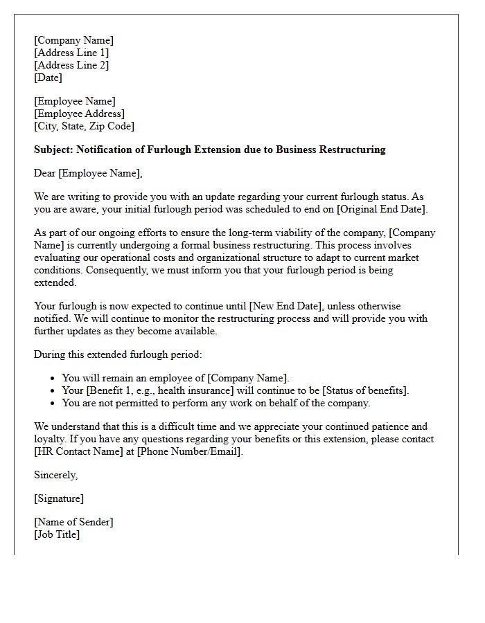 Furlough Extension Due to Business Restructuring Letter