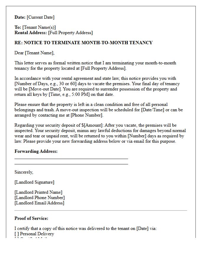 Month To Month Tenancy Termination Demand Letter
