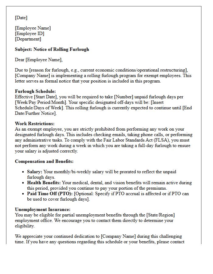 Rolling Exempt Employee Furlough Notice Letter