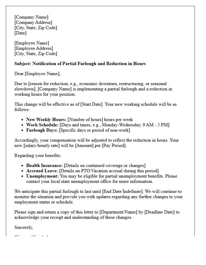 Partial Furlough And Reduced Hours Notification Letter