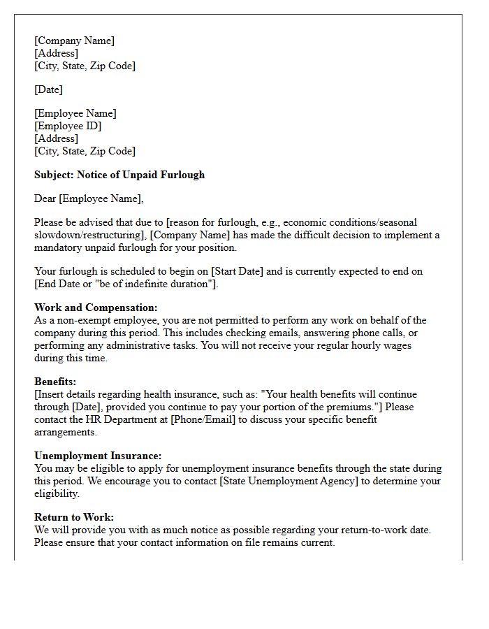 Non-Exempt Staff Unpaid Leave And Furlough Letter