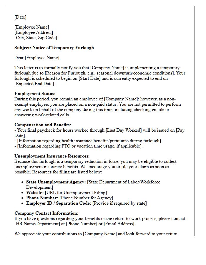 Non-Exempt Furlough And Unemployment Resource Letter