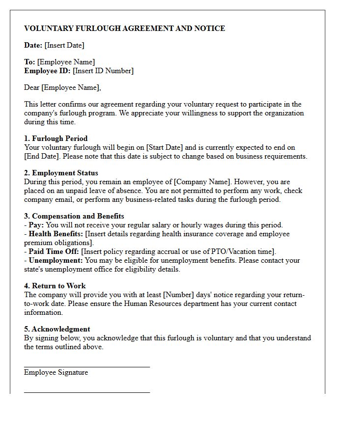 Voluntary Furlough Agreement And Notice Letter