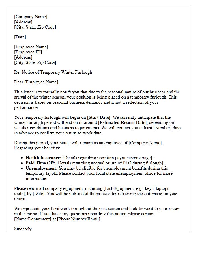 Winter Season Temporary Furlough Letter