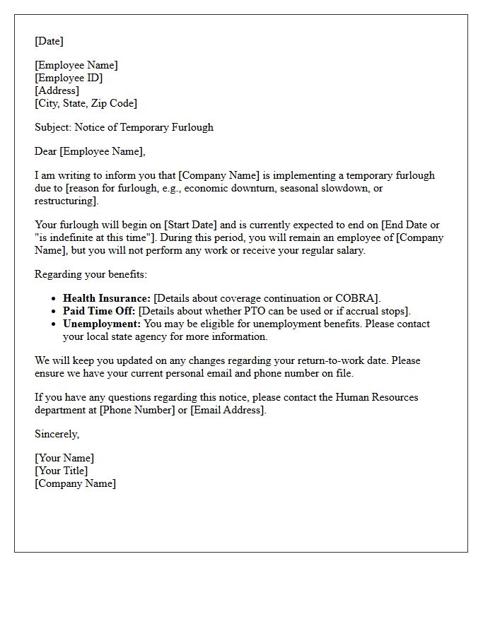 Human Resources Furlough Notification Letter