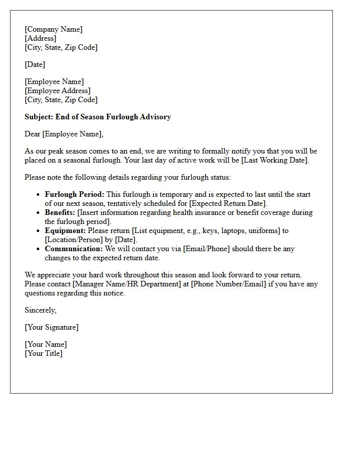 End of Season Furlough Advisory Letter
