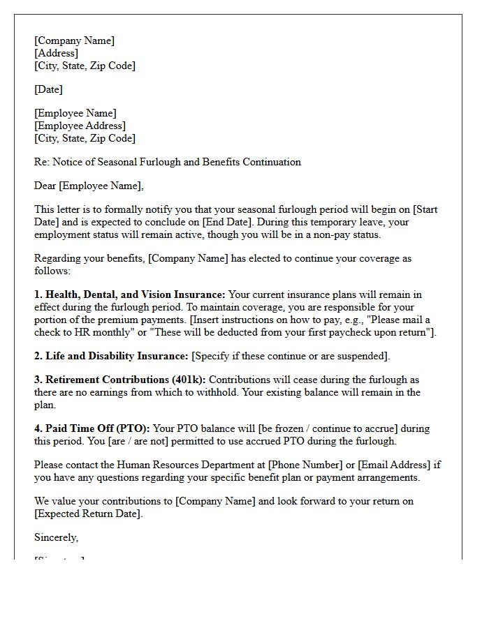 Seasonal Furlough Benefits Continuation Letter