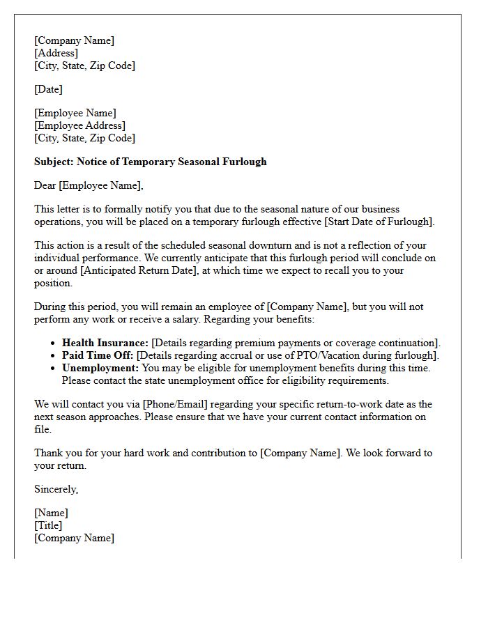 Temporary Seasonal Furlough Action Letter