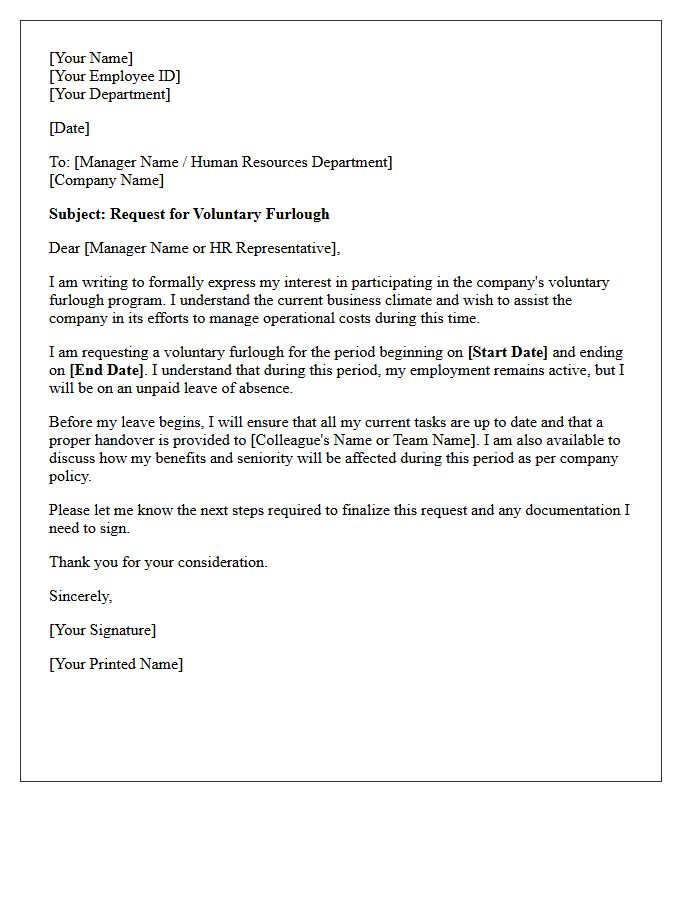 Voluntary Company-Wide Furlough Request Letter