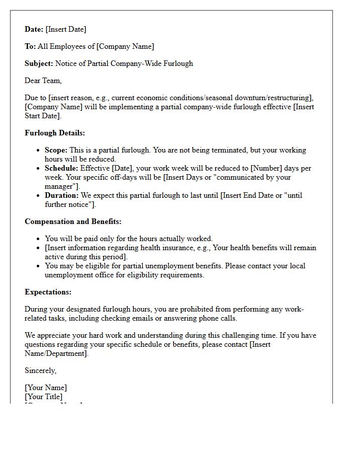 Partial Company-Wide Furlough Implementation Letter