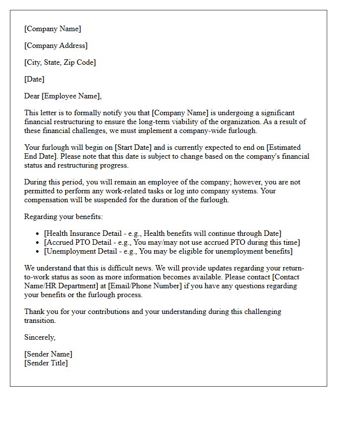 Financial Restructuring Company-Wide Furlough Letter