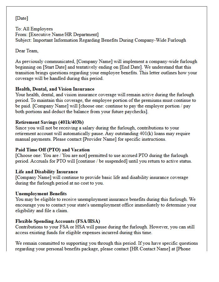 Benefits Information Company-Wide Furlough Letter