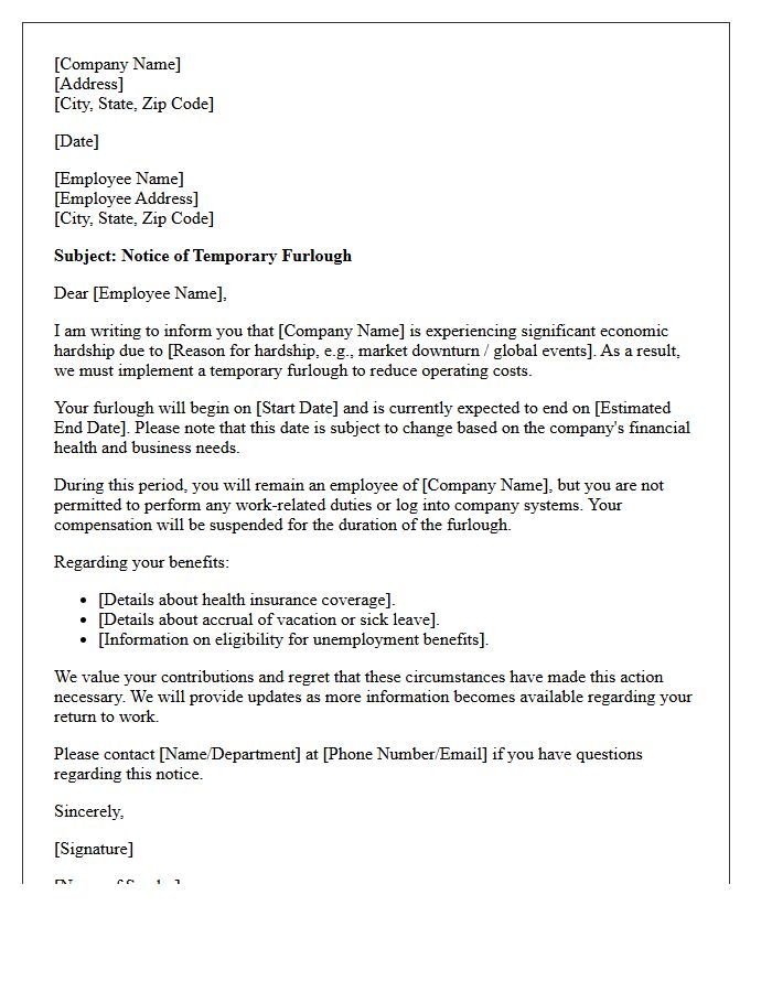 Temporary Economic Hardship Furlough Letter
