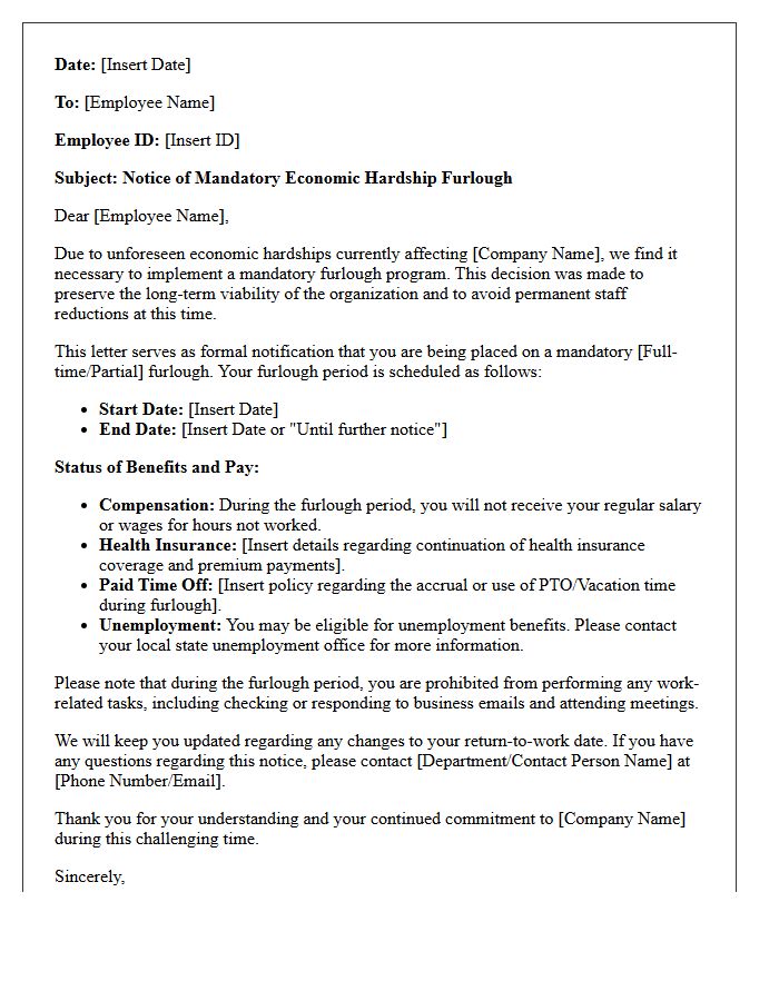 Mandatory Economic Hardship Furlough Letter