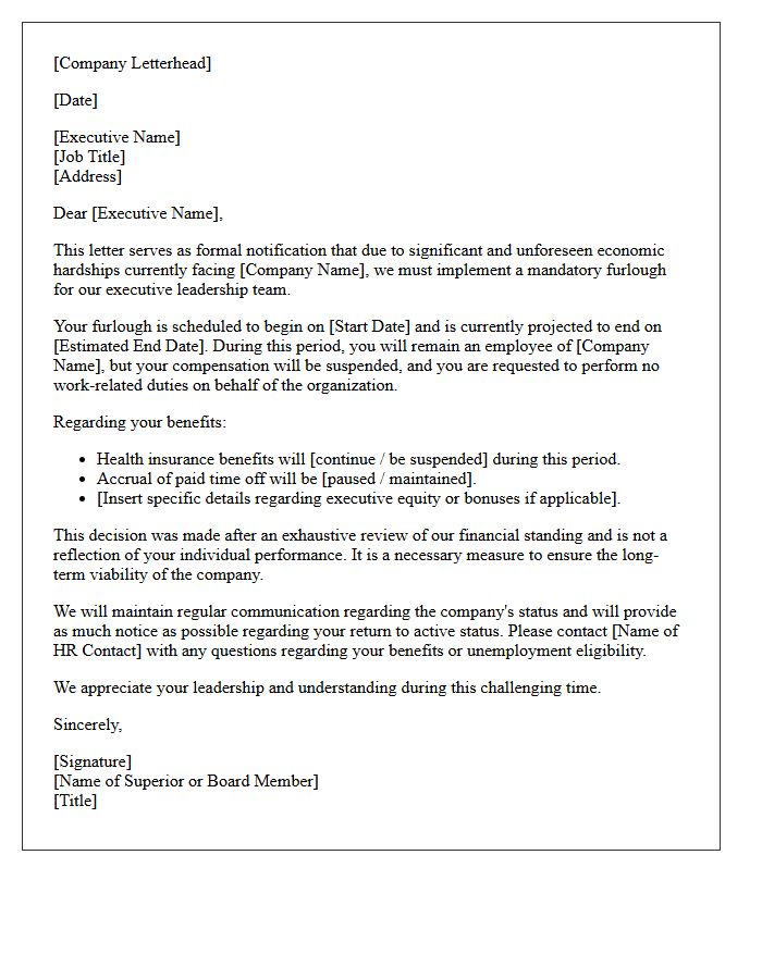 Executive Economic Hardship Furlough Letter