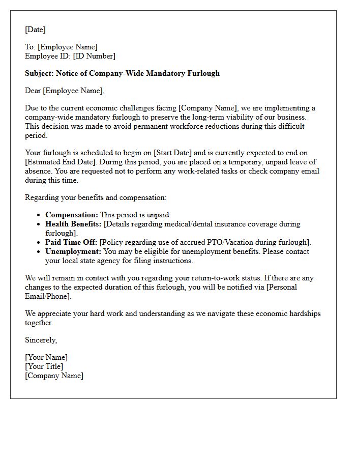 Company-Wide Economic Hardship Furlough Letter