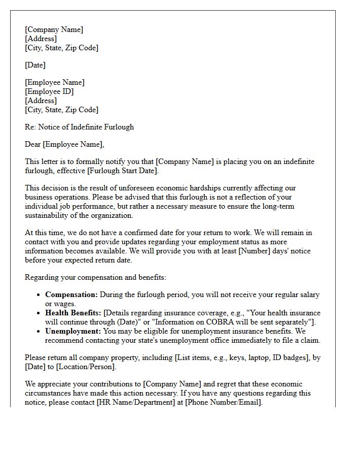 Indefinite Economic Hardship Furlough Letter