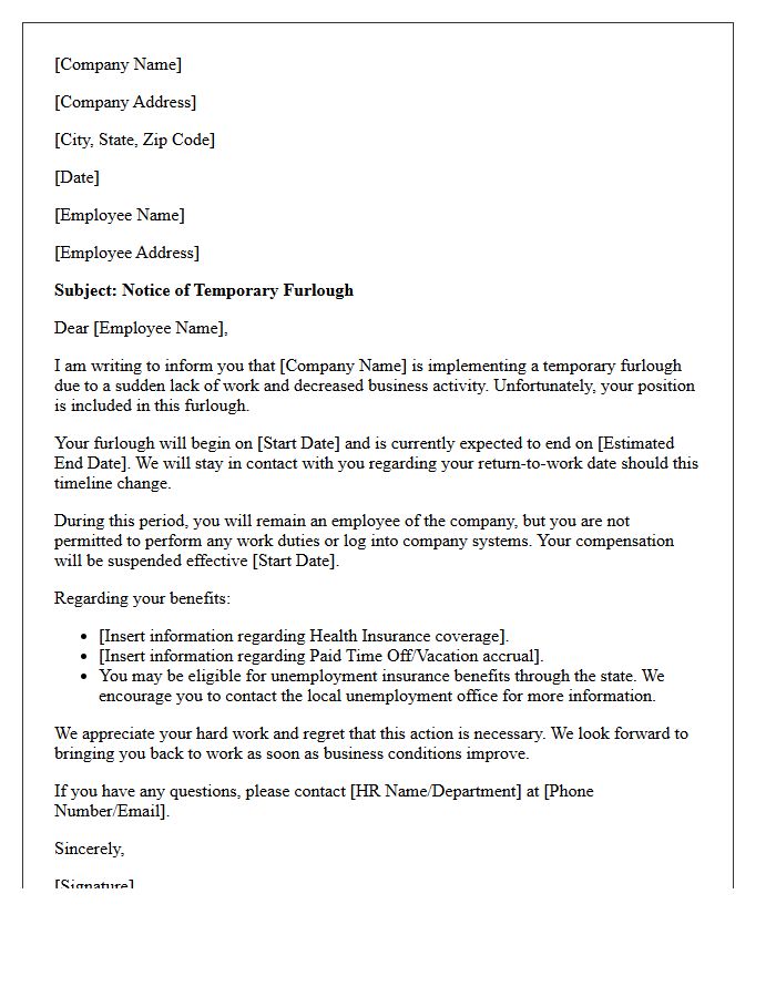 Temporary Furlough Due To Lack Of Work Letter