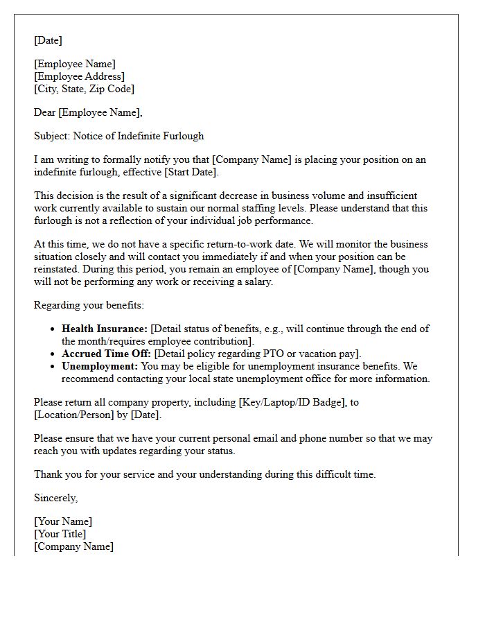 Indefinite Furlough Notice Letter For Insufficient Work