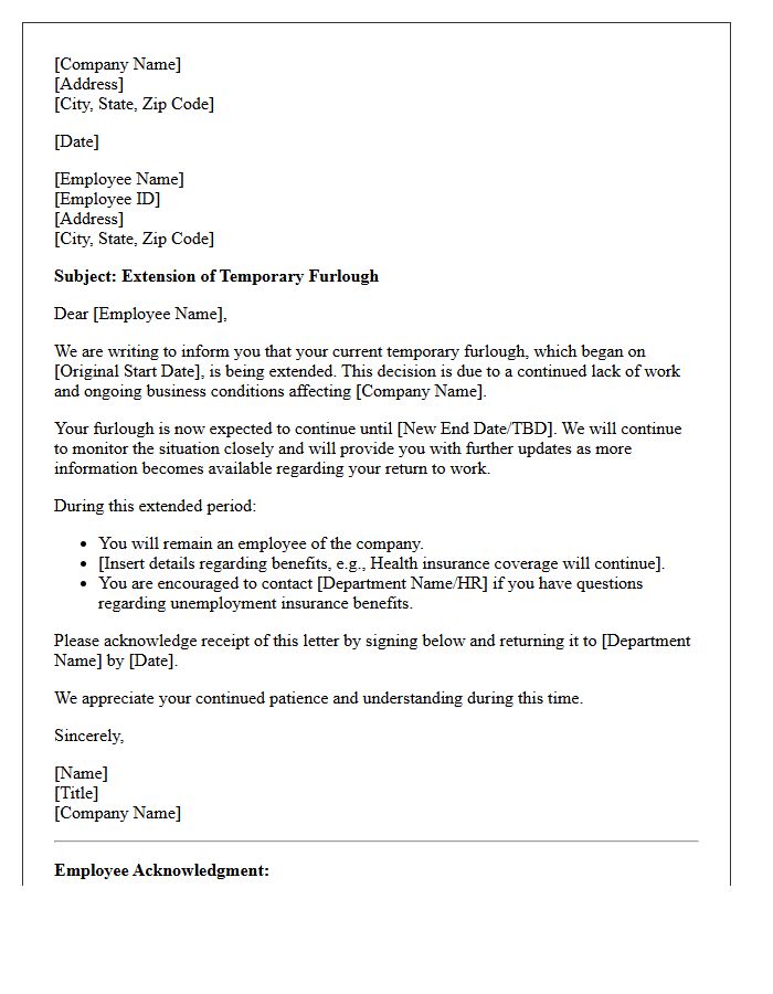 Lack Of Work Furlough Extension Letter