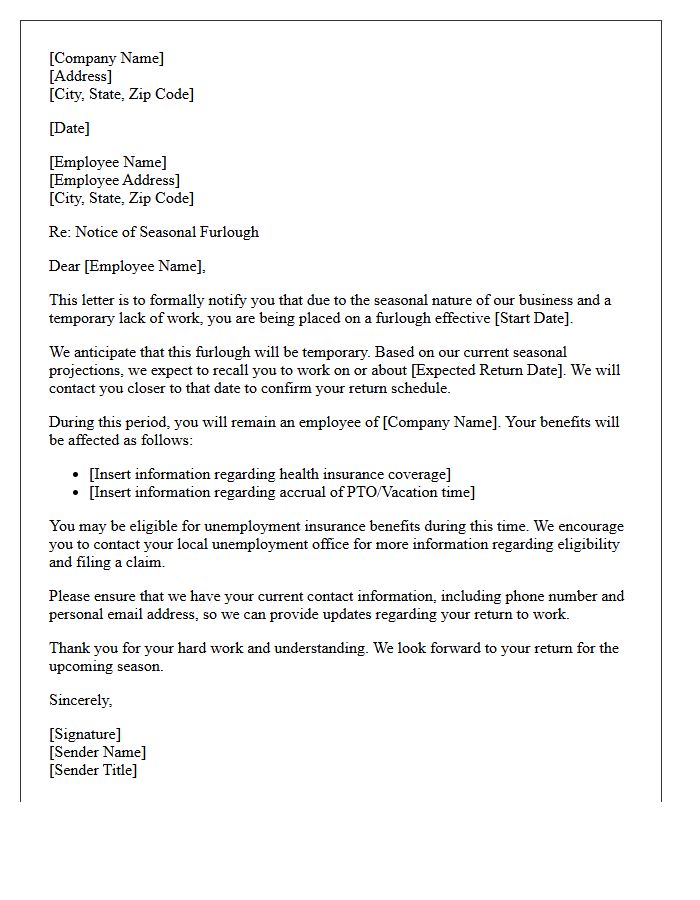 Seasonal Lack Of Work Furlough Letter